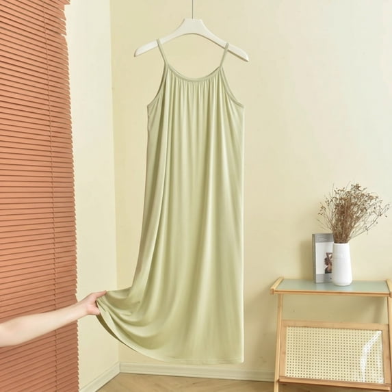 ZyeKqe Womens Nightgown Sleeveless Spaghetti Strap Camisole Loose Lightweight Soft Comfy Casual Sleepwear Short Dress