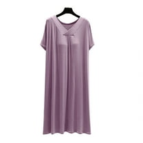 ZyeKqe Womens Nightgowns with Built in Bra Short Sleeve Pajamas Dress V Neck Sleepwear Soft Nightshirts