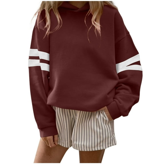 ZyeKqe Womens Oversized Hoodies Color Block Long Sleeve Pullover Tops Fall Fashion Hooded Sweatshirts with Pockets