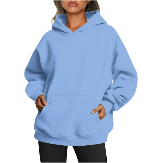 ZyeKqe Womens Oversized Hoodies Lightfleece Lined Sweatshirts Long Sleeve Pullover TopFall Outfits with Pocket