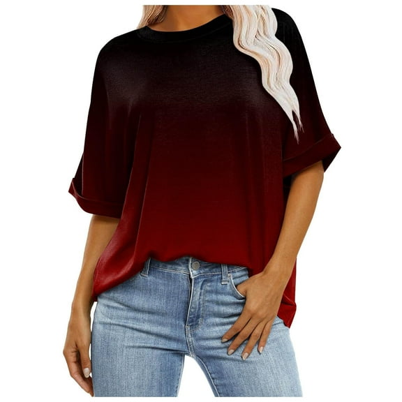 ZyeKqe Womens Oversized T Shirts Short Sleeve Crewneck Comfy Tops Casual Loose Basic Tee Shirts Summer TopS-XXL