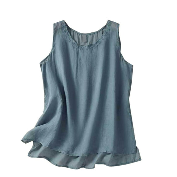 ZyeKqe Womens Oversized Tank Tops Sleeveless Crew Neck T-Shirts Casual Loose Fitted Summer Tee Tops