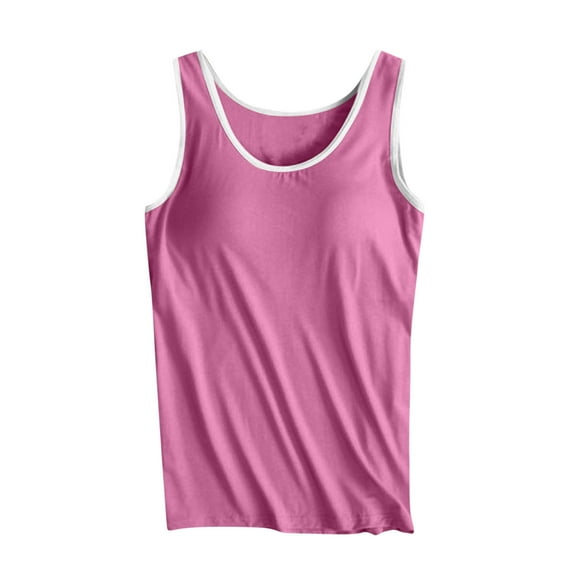 ZyeKqe Womens Pajama Tank Tops with Built in Bra Workout Yoga Athletic Sleeveless Undershirts Longewear