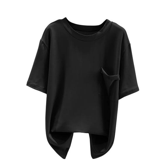 ZyeKqe Womens Pajama Top Crew Neck Sleep T-Shirt Short Sleeve Lounge Top Soft Summer Tee