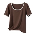 thumbnail image 1 of ZyeKqe Womens Pajama Tops Round Neck Shorts Sleeve Soft Tees Casual Summer Loose Fitted Comfy Shirts, 1 of 7