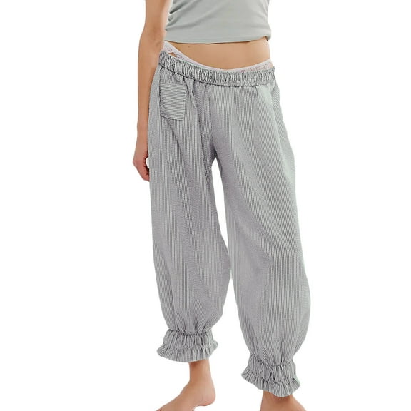 ZyeKqe Womens Pajamas Pants High Waist Lounge Pants Striped Casual Comfy Sleep Bottom Soft Pjs Pants Sleepwear
