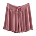 thumbnail image 1 of ZyeKqe Womens Pajamas Shorts Drawstring High Waisted Ruffle Hem Shorts Wide Leg Casual Comfy Lounge Shorts, 1 of 3