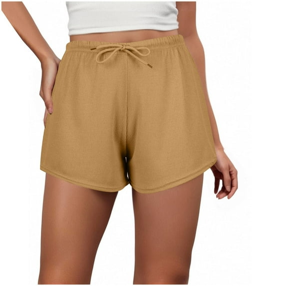 ZyeKqe Womens Pajamas Shorts Drawstring High Waisted Sleep Bottom Wide Leg Cozy Lounge Shorts Loungewear