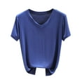 thumbnail image 1 of ZyeKqe Womens Pajamas Tops Short Sleeve Shirts Casual V Neck T Shirts Loose Fitted Pjs Top Loungewear, 1 of 6