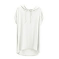 thumbnail image 1 of ZyeKqe Womens Pajamas Tops Short Sleeve Shirts Drawstring Hooded Tops Loose Fitted Pjs Top Homewear, 1 of 5