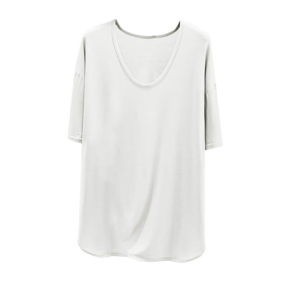 ZyeKqe Womens Pajamas Tops Short Sleeve Shirts V Neck Loose Fitted Base Layer Comfy Blouses Loungewear