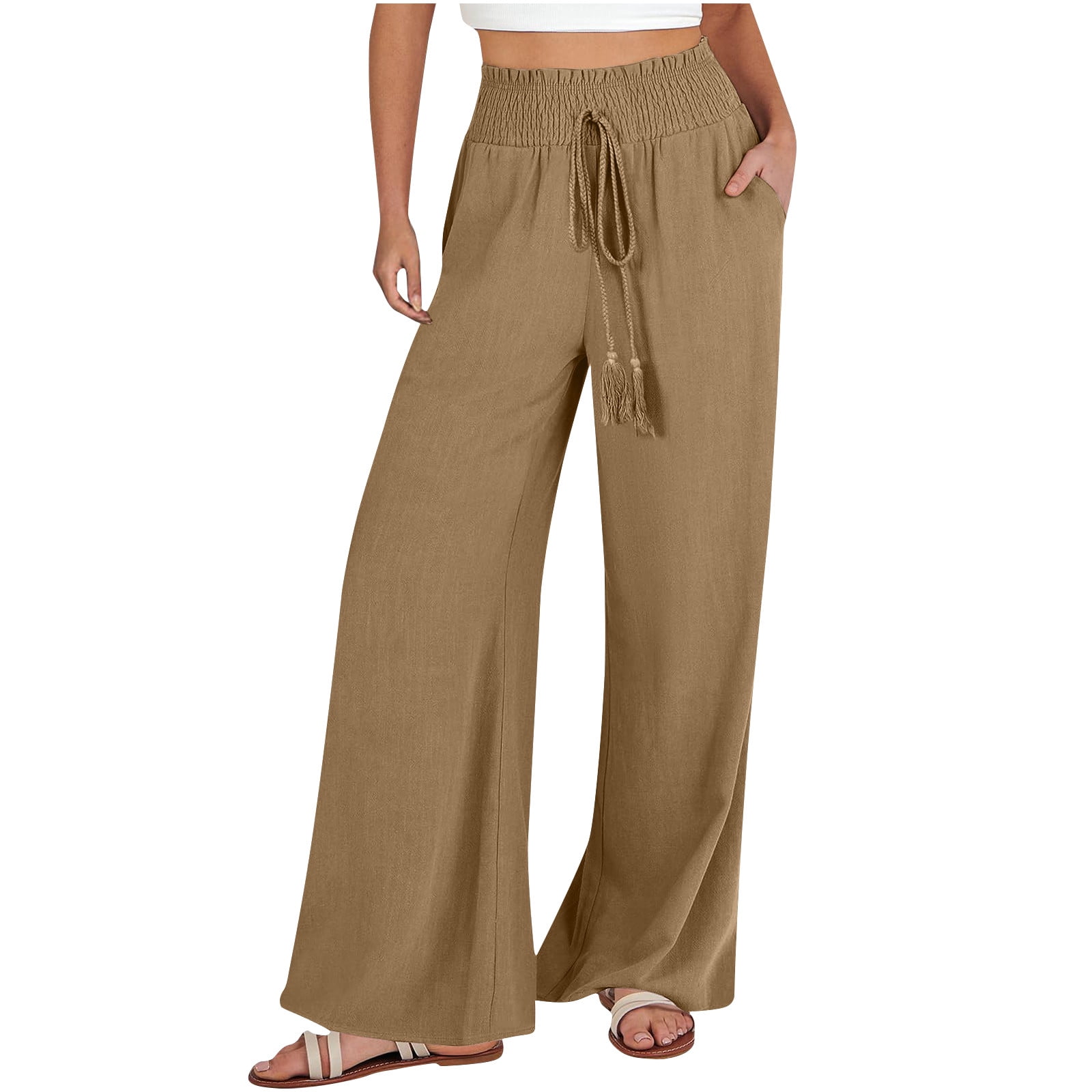 ZyeKqe Womens Palazzo Pants High Waisted Lounge Pants Wide Leg Summer Casual Lightweight