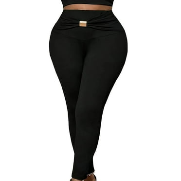 ZyeKqe Womens Plus Size Leggings Stretchy High Waisted Yoga Pants Bootcut Ankle Length Workout Tights
