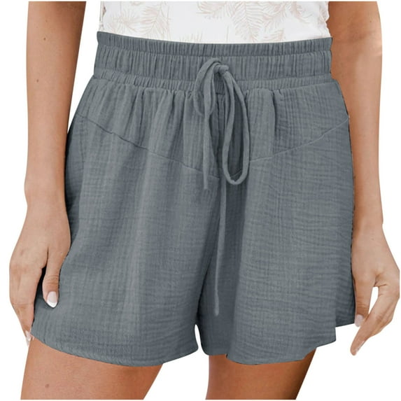 ZyeKqe Womens Plus Size Shorts Drawstring High Waisted Lounge Shorts Summer Pull on Beach Short with Pockets