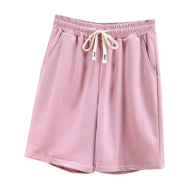 ZyeKqe Womens Plus Size Shorts Summer Drawstring High Waisted Shorts Knee Length Comfy Beach Shorts