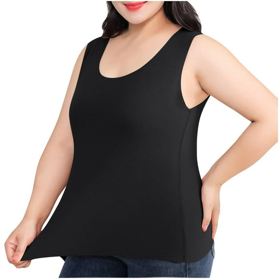 ZyeKqe Womens Plus Size Tank Tops Casual Sleeveless Undershirts Scoop Neck Base Layer Top Soft Comfy Pajamas Vest Loungewear