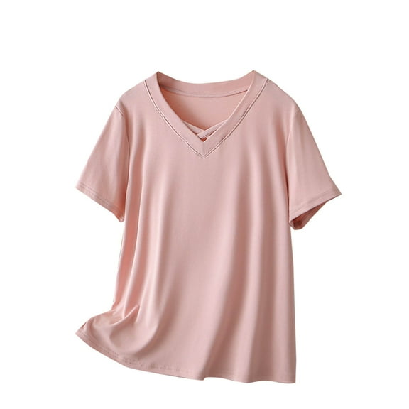 ZyeKqe Womens Plus Size Tops Short Sleeve Dressy Casual Summer T Shirts Crew/V Neck Loose Comfy Blouses
