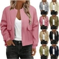 thumbnail image 1 of ZyeKqe Jacket for Women Long Sleeve Cropped Cardigan Crew Neck Solid Color Fashion Fall Outwear Blouses, 1 of 7