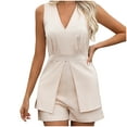 thumbnail image 1 of ZyeKqe Womens Rompers Deep V Neck Sleeveless Backless Short Jumpsuits Summer Dressy Elegant Outfits, 1 of 8