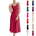 thumbnail image 1 of ZyeKqe Womens Satin Nightgowns Sleeveless Loose Fitted Pajamas Dresses V Neck Lace Spaghetti Strap Sleepshirts, 1 of 10