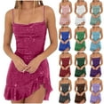 thumbnail image 1 of ZyeKqe Womens Sequin Dresses Spaghetti Strap Backless Fashion Casual Tight Prom Cocktail Evening Ball Gown, 1 of 5