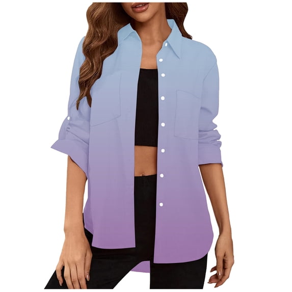 ZyeKqe Womens Shirts 1/2 Sleeve Lapel Blouse Ladies Summer Casual V Neck Button down Tops