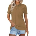 thumbnail image 1 of ZyeKqe Womens Short Sleeve T Shirts Summer Button Collared Business Casual Tunics Loose Fitted Basic Tees, 1 of 4