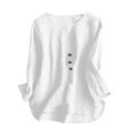 thumbnail image 1 of ZyeKqe Womens Summer 3/4 Sleeve Shirts Solid V Neck Blouses Lightweight Casual Comfy Tunic Tops, 1 of 7
