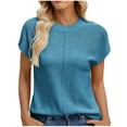 thumbnail image 1 of ZyeKqe Womens Summer Cap Sleeve Tops Casual Crew Neck Sweater Loose Fitted Lightweight Knit Pullover Top, 1 of 7