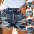 thumbnail image 1 of ZyeKqe Womens Summer Jean Shorts High Waisted Ripped Stretchy Denim Shorts with Pockets, 1 of 5