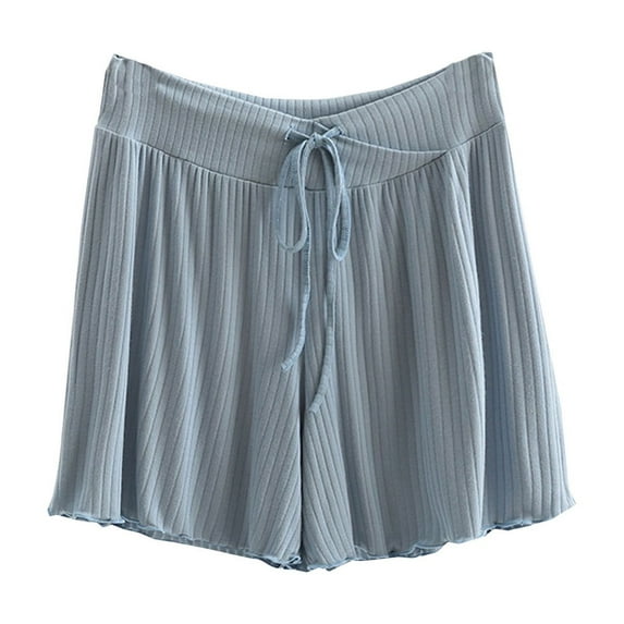 ZyeKqe Womens Summer Shorts Casual Low Waisted Drawstring Shorts Loose Comfort Wide Leg Pajama Shorts