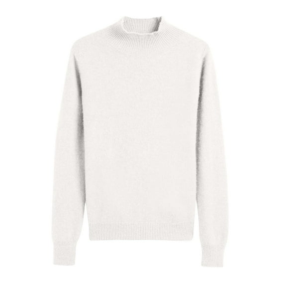 ZyeKqe Womens Sweaters High Neck Long Sleeve Top Soft Knit Pullover Tops Loose Fitted Blouses Solid Color