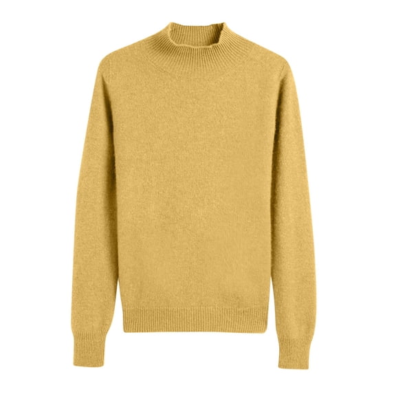 ZyeKqe Womens Sweaters High Neck Long Sleeve Top Soft Knit Pullover Tops Loose Fitted Blouses Solid Color