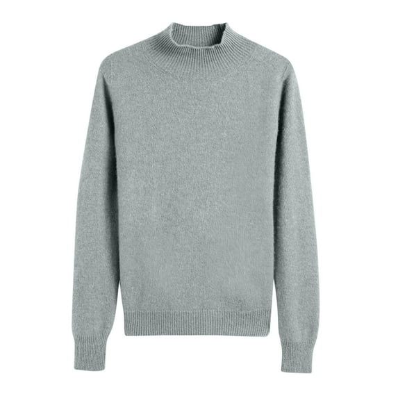 ZyeKqe Womens Sweaters High Neck Long Sleeve Top Soft Knit Pullover Tops Loose Fitted Blouses Solid Color