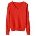 thumbnail image 1 of ZyeKqe Womens Sweaters Long Sleeve Top Casual V Neck Pullover Soft Knit Tops Loose Fitted Blouses Solid Color, 1 of 5