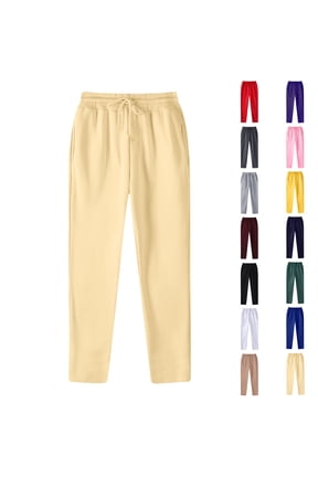 Womens Sweatpants Drawstring Elastic Waist Solid Color Joggers Unisex Straight Leg Workout Gym Trousers