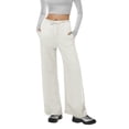 thumbnail image 1 of ZyeKqe Womens Sweatpants Fall High Waisted Drawstring Solid Color Fleece Straight Wide Leg Trousers with Pockets, 1 of 3