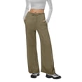 thumbnail image 1 of ZyeKqe Womens Sweatpants Fall High Waisted Drawstring Solid Color Fleece Straight Wide Leg Trousers with Pockets, 1 of 3