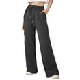 thumbnail image 1 of ZyeKqe Womens Sweatpants Waisted Drawstring Baggy Cargo Joggers Straight Wide Leg Trackpants with Pockets, 1 of 7