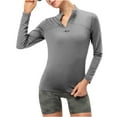 thumbnail image 1 of ZyeKqe Womens Sweatshirts Quarter Zip Fleece Lined Yoga Shirts Long Sleeve Stretch Slim Fitted Workout Tops, 1 of 8