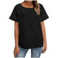 thumbnail image 1 of ZyeKqe Womens T Shirts Plain Short Sleeve Shirts Round Neck Tops Solid Color Basic Summer Tees, 1 of 7