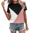 thumbnail image 1 of ZyeKqe Womens T Shirts Short Sleeve Shirts Round Neck Summer Top Color Block Casual Loose Tees, 1 of 3