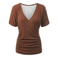 thumbnail image 1 of ZyeKqe Womens T Shirts Short Sleeve Shirts Warp V Neck Top Ruched Going out Tops Loose Fitted, 1 of 6