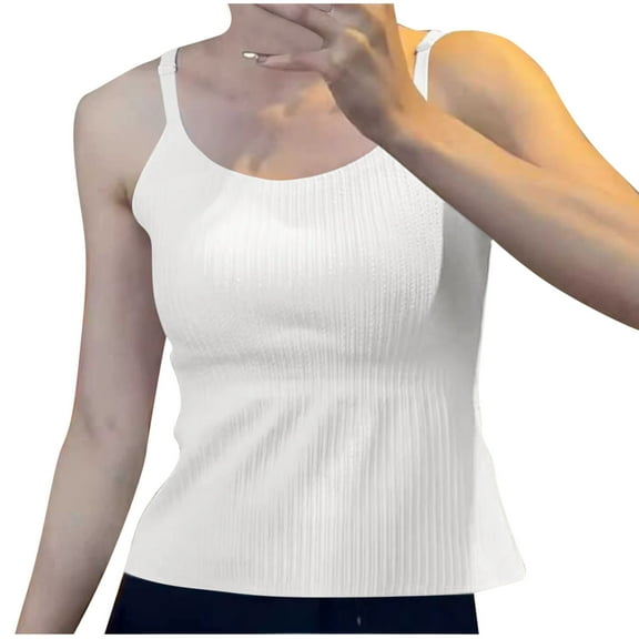 ZyeKqe Womens Tank Tops with Built in Bra Summer Sleeveless Shirts Criss Cross Back Cami Shirts