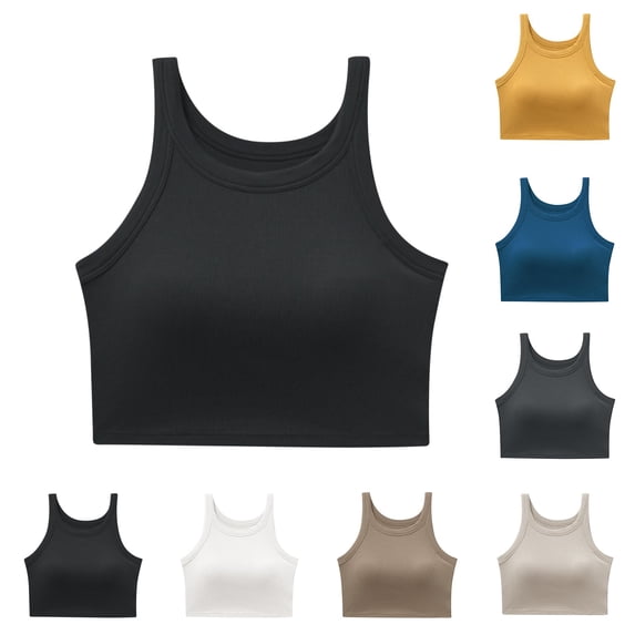 ZyeKqe Womens Tank Tops with Builtin Bra RacerbackTanks Sleeveless Ribbed Knit Workout Crop Tops