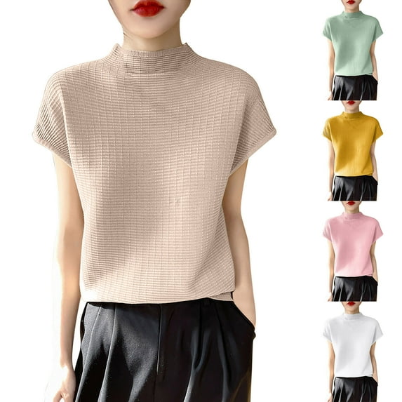 ZyeKqe Womens Top Short Sleeve Shirts Criss Cross V Neck T Shirts Loose Fitted Tees Solid Color Summer Tops