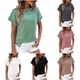 thumbnail image 1 of ZyeKqe Womens Tops Cap Sleeve T Shirts Casual Round Neck Shirts Side Split Summer Top, 1 of 7