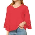 thumbnail image 1 of ZyeKqe Womens Tops Dressy 3/4 Sleeve Shirts Casual V Neck Chiffon Blouses Dressy Flowy Tops, 1 of 8