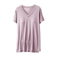 thumbnail image 1 of ZyeKqe Womens Tops with Built in Bra Casual Loose Summer Short Sleeve V Neck Basic Tops Tees, 1 of 4