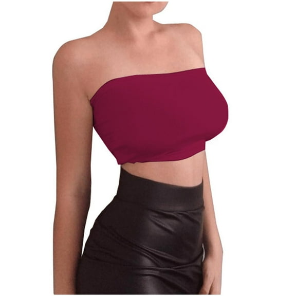 ZyeKqe Womens Tube Tops Strapless Crop Tops Basic Backless Sleeveless Going out Cute Top Summer Outfits